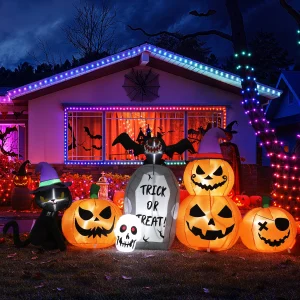 8ft Halloween Pumpkin Black Cat Tombstone